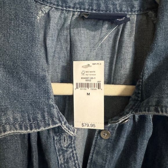 NWT GAP Flutter Sleeve Cotton Denim Dress Size M - Picture 6 of 7